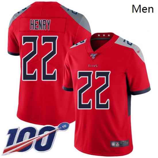 Nike Titans 22 Derrick Henry Red Men Stitched Football Limited Inverted Legend 100th Season Jersey